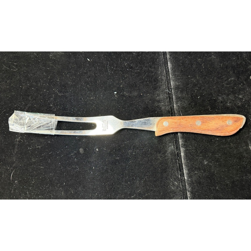 Vintage RS Stainless Meat Carving Fork Wood Handle Made in Japan‎ 2-Tine Cutlery